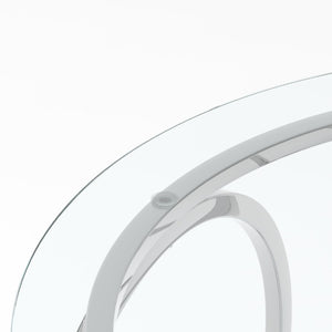 English Elm 31.5Modern Round Tempered Glass Coffee Table with Polished Chrome Base for Living Room W757P520714