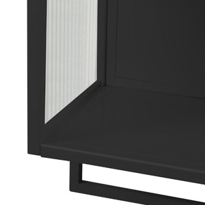 English Elm 23.62Glass Door Wall Cabinet Fluted Tempered Panels Iron Frame Open Shelf Towel Rack W757P544603