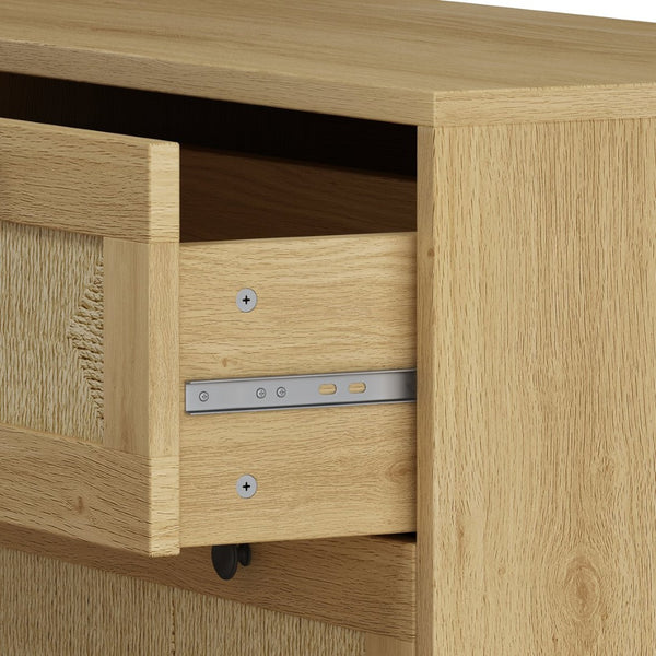 English Elm 3-drawers Rope Woven Cabinet Set of 2 Oak Finish Organizers for Bedroom or Entryway W757S00032
