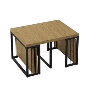 English Elm 23.62 to 118 Inch Extendable Dining Table Seats Ten Oak MDF Modern Space Saver W757S00044