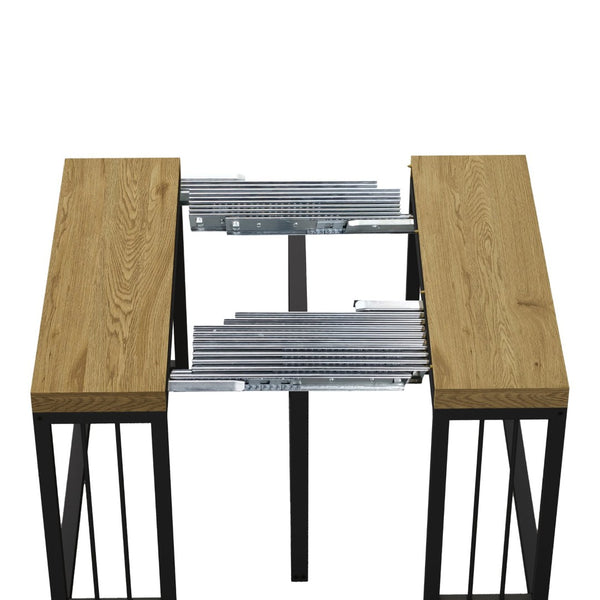 English Elm 23.62 to 118 Inch Extendable Dining Table Seats Ten Oak MDF Modern Space Saver W757S00044