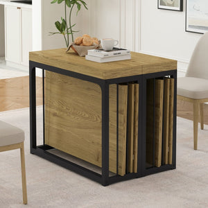 English Elm 23.62 to 118 Inch Extendable Dining Table Seats Ten Oak MDF Modern Space Saver W757S00044