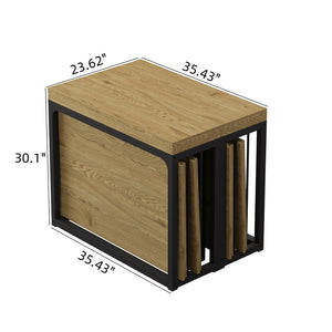 English Elm 23.62 to 118 Inch Extendable Dining Table Seats Ten Oak MDF Modern Space Saver W757S00044