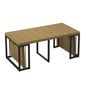 English Elm 23.62 to 118 Inch Extendable Dining Table Seats Ten Oak MDF Modern Space Saver W757S00044