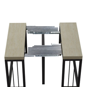English Elm 23.62- 23.62\-118\ Modern Extendable Dining Table Seats 2 to 10 with MDF Top W757S00045