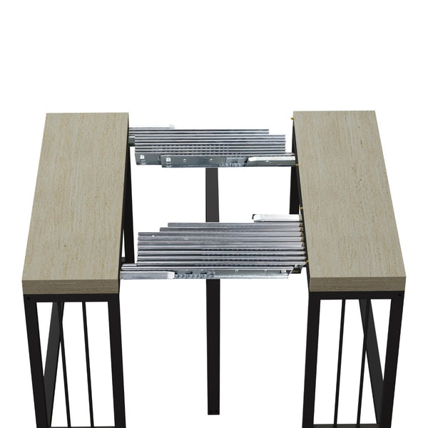 English Elm 23.62- 23.62\-118\ Modern Extendable Dining Table Seats 2 to 10 with MDF Top W757S00045