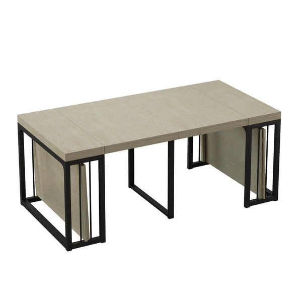 English Elm 23.62- 23.62\-118\ Modern Extendable Dining Table Seats 2 to 10 with MDF Top W757S00045