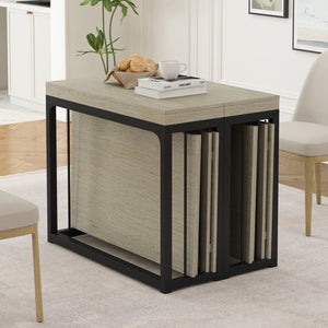 English Elm 23.62- 23.62\-118\ Modern Extendable Dining Table Seats 2 to 10 with MDF Top W757S00045