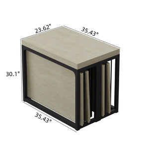 English Elm 23.62- 23.62\-118\ Modern Extendable Dining Table Seats 2 to 10 with MDF Top W757S00045
