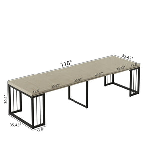 English Elm 23.62- 23.62\-118\ Modern Extendable Dining Table Seats 2 to 10 with MDF Top W757S00045