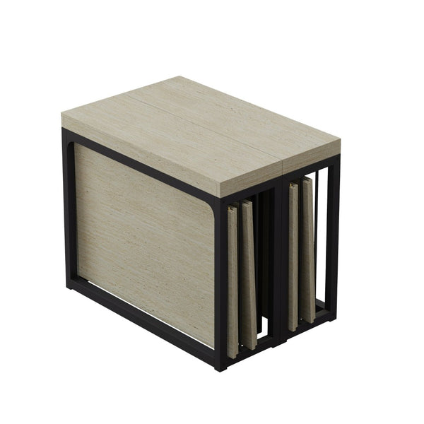 English Elm 23.62- 23.62\-118\ Modern Extendable Dining Table Seats 2 to 10 with MDF Top W757S00045