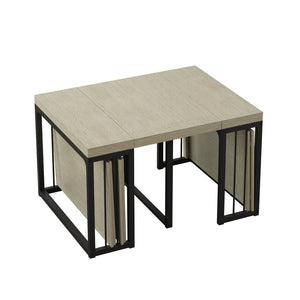 English Elm 23.62- 23.62\-118\ Modern Extendable Dining Table Seats 2 to 10 with MDF Top W757S00045