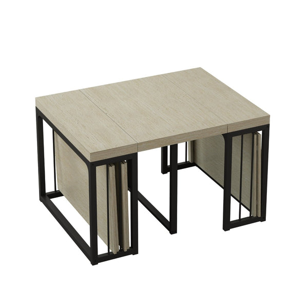 English Elm 23.62- 23.62\-118\ Modern Extendable Dining Table Seats 2 to 10 with MDF Top W757S00045