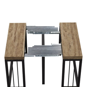 English Elm 23.62- 23.62-118 Extendable Dining Table Seats 2 to 10 with Warm Ancient Wood Finish W757S00046