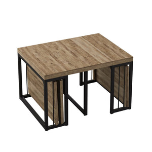 English Elm 23.62- 23.62-118 Extendable Dining Table Seats 2 to 10 with Warm Ancient Wood Finish W757S00046