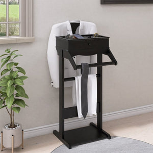 English Elm Clothing Valet Stand Solid Wood Organizer with Shoe Rack and Tray for Bedroom W760P356227