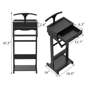 English Elm Clothing Valet Stand Solid Wood Organizer with Shoe Rack and Tray for Bedroom W760P356227