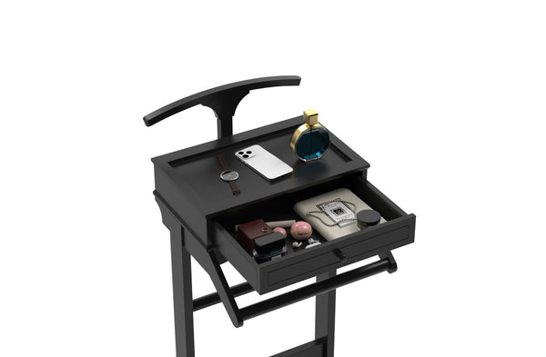 English Elm Clothing Valet Stand Solid Wood Organizer with Shoe Rack and Tray for Bedroom W760P356227