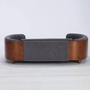 English Elm Scandinavian Elevated Pet Sofa with Velvet Cushion Solid Wood Legs Walnut Bent Frame W794125953