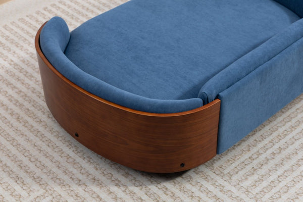 English Elm Scandinavian Elevated Pet Sofa with Walnut Bentwood Frame and Velvet Cushion W794125959