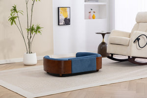 English Elm Scandinavian Elevated Pet Sofa with Walnut Bentwood Frame and Velvet Cushion W794125959