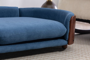 English Elm Scandinavian Elevated Pet Sofa with Walnut Bentwood Frame and Velvet Cushion W794125959