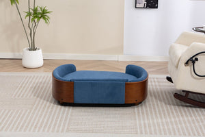 English Elm Scandinavian Elevated Pet Sofa with Walnut Bentwood Frame and Velvet Cushion W794125959