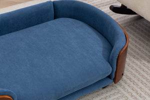 English Elm Scandinavian Elevated Pet Sofa with Walnut Bentwood Frame and Velvet Cushion W794125959