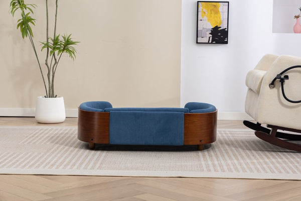 English Elm Scandinavian Elevated Pet Sofa with Walnut Bentwood Frame and Velvet Cushion W794125959