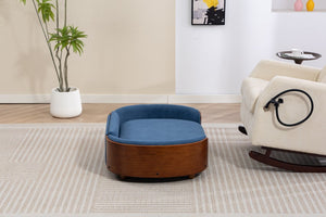English Elm Scandinavian Elevated Pet Sofa with Walnut Bentwood Frame and Velvet Cushion W794125959