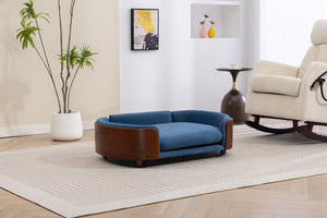English Elm Scandinavian Elevated Pet Sofa with Walnut Bentwood Frame and Velvet Cushion W794125959