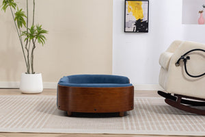 English Elm Scandinavian Elevated Pet Sofa with Walnut Bentwood Frame and Velvet Cushion W794125959
