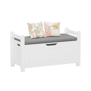 English Elm Kids White Toy Chest with Cushioned Bench Seat Safety Hinge and Built-in Bookshelf W808P166755