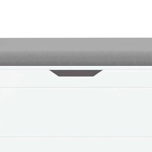 English Elm Kids White Toy Chest with Cushioned Bench Seat Safety Hinge and Built-in Bookshelf W808P166755