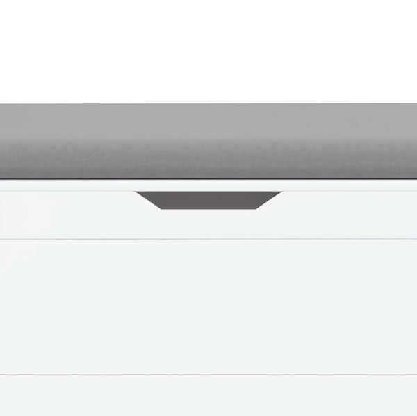 English Elm Kids White Toy Chest with Cushioned Bench Seat Safety Hinge and Built-in Bookshelf W808P166755