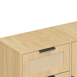 English Elm Modern Rattan Front Dresser with Solid Wood Legs and Adjustable Shelf for Any Room W808P212693