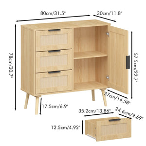 English Elm Modern Rattan Front Dresser with Solid Wood Legs and Adjustable Shelf for Any Room W808P212693