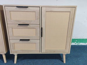 English Elm Modern Rattan Front Dresser with Solid Wood Legs and Adjustable Shelf for Any Room W808P212693