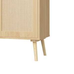 English Elm Modern Rattan Front Dresser with Solid Wood Legs and Adjustable Shelf for Any Room W808P212693