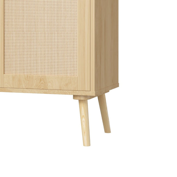 English Elm Modern Rattan Front Dresser with Solid Wood Legs and Adjustable Shelf for Any Room W808P212693