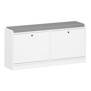 English Elm Shoe Storage Cabinet Bench with Cushioned Seat and Enclosed Shelves for Entryway Hallway W808P212702