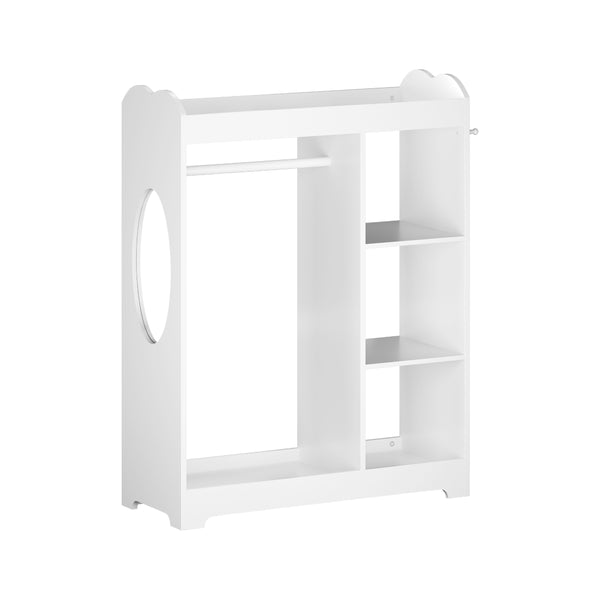 English Elm Kids Wooden Dress up Station with Mirror Hooks Shelves and Hanging Rod for Playroom W808P346009
