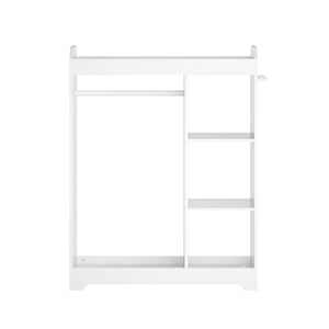 English Elm Kids Wooden Dress up Station with Mirror Hooks Shelves and Hanging Rod for Playroom W808P346009