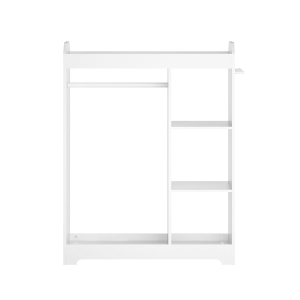 English Elm Kids Wooden Dress up Station with Mirror Hooks Shelves and Hanging Rod for Playroom W808P346009
