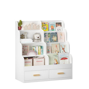 English Elm Kids Front-facing Bookcase with Two Drawers White Mdf Nursery Playroom Shelf W808P346016