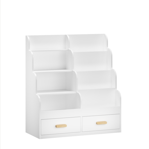 English Elm Kids Front-facing Bookcase with Two Drawers White Mdf Nursery Playroom Shelf W808P346016