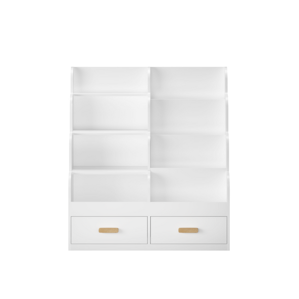 English Elm Kids Front-facing Bookcase with Two Drawers White Mdf Nursery Playroom Shelf W808P346016