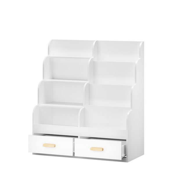 English Elm Kids Front-facing Bookcase with Two Drawers White Mdf Nursery Playroom Shelf W808P346016