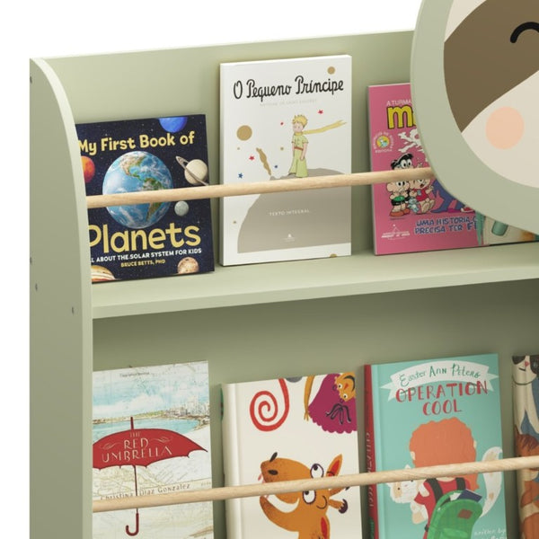 English Elm Sloth Shaped Wooden Kids Bookshelf 3 Tier Front Display Rack for Nursery Playroom W808P350381