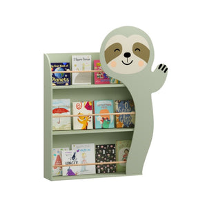 English Elm Sloth Shaped Wooden Kids Bookshelf 3 Tier Front Display Rack for Nursery Playroom W808P350381